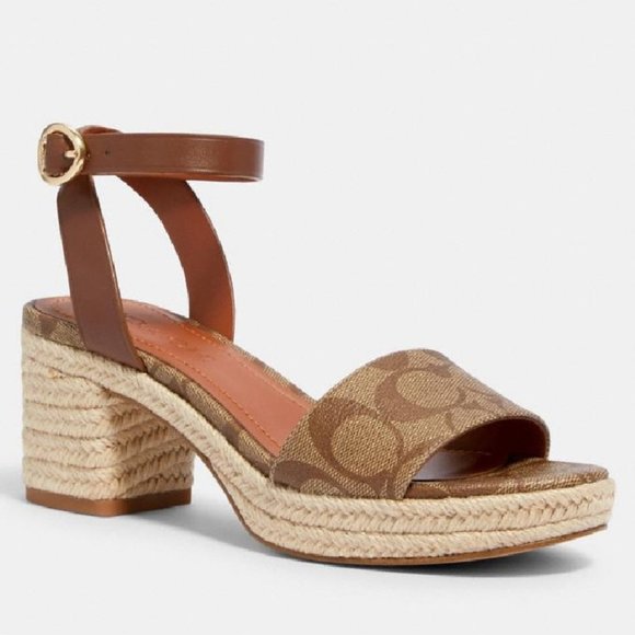 $89*NEW!! COACH Piper Espadrille Heel Khaki/Sa… - Picture 3 of 8